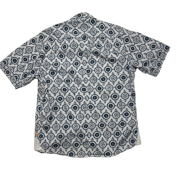 Reyn Spooner Mens Large Blue Palekaula Silver Button down Short Sleeve Shirt - Picture 5 of 7